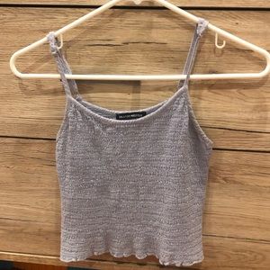 blue ruffle tank top